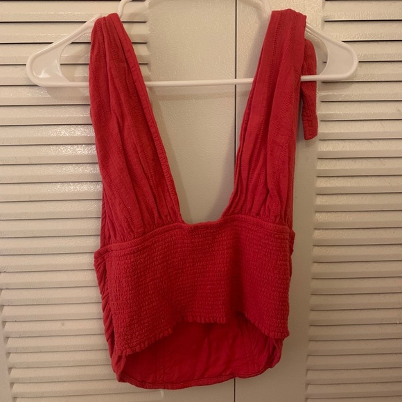 Free people coral colored tank cropped size small - Picture 2 of 3